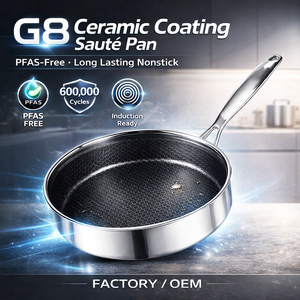 Cacerola KFCC G8 Micro Dot, <span class=keywords><strong>Olla</strong></span> <span class=keywords><strong>de</strong></span> Acero Inoxidable con Revestimiento Cerámico <span class=keywords><strong>Antiadherente</strong></span>, Libre <span class=keywords><strong>de</strong></span> PFAS, Apta para Cocina <span class=keywords><strong>de</strong></span> Inducción, Fabricante OEM - Product Image 1