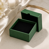 Boîte à bijoux rigide de luxe verte personnalisée avec tiroir coulissant, texture gaufrée, emballage cadeau pour bagues, montres, lunettes et accessoires, vente en gros