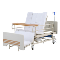 Lit médical manuel pour patient paralysé à domicile, 3 manivelles, lit de soins infirmiers à domicile avec toilettes