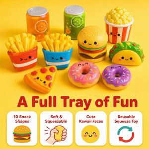 Mini <span class=keywords><strong>Squishy</strong></span> de Comida, Paquete de 10: Hamburguesa, Papas Fritas, Donut, Palomitas, Taco, Cara Kawaii, Cuerpo Blando, Snack de Escritorio, Regalo, Juguetes <span class=keywords><strong>Squishy</strong></span> - Product Image 4