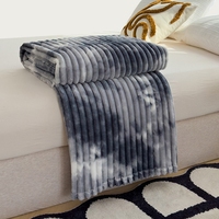 FF6259 Couverture polaire pour canapé-lit, motif tie-dye rayé, texture tie-dye dégradée douce, couverture en peluche rayée de luxe