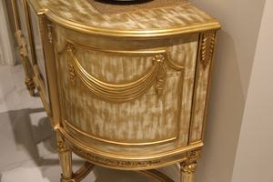 <span class=keywords><strong>Mobili</strong></span> antichi francesi a quattro ante con bordo ad arco foglia oro dorato intagliato con specchio - Product Image 4