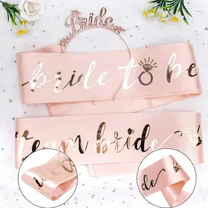 Wholesale Factory Price Rose Gold Team Bride Bridesmaid Group Single Hen Party Sash Bride To Be Etiquette Shoulder Strap