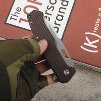 Couteau pliant EDC d'extérieur, lame en acier D2, manche en Micarta G10, couteau de poche EDC à roulement pour le camping, la randonnée et la pêche