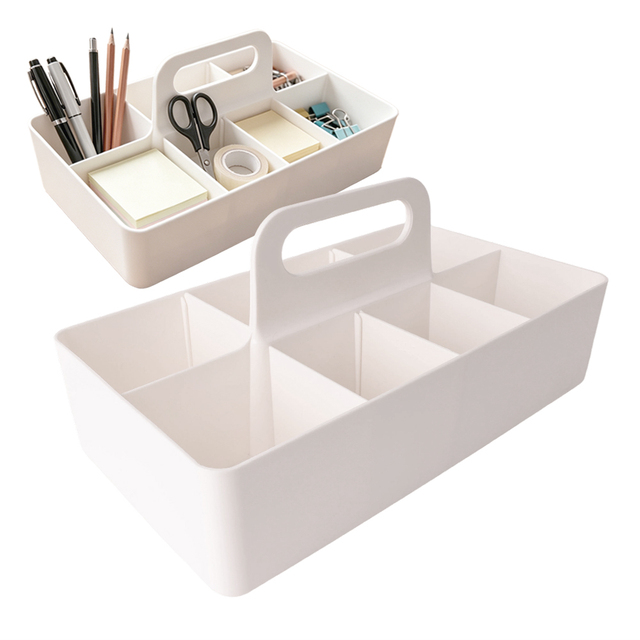 Masthome Large Plastic Storage Box For Cleaning Supplies 8-Compartment Tool Organizer Box Heavy Duty Storage Caddy With Handle