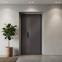 Portes d'entrée doubles automatiques en alliage d'aluminium anti-effraction et anti-balles Lukliving pour villa
