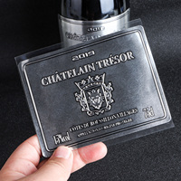 Étiquette de vin en métal aluminium de luxe personnalisée, estampage à chaud doré, autocollant adhésif premium pour l'emballage de bouteilles d'alcool haut de gamme