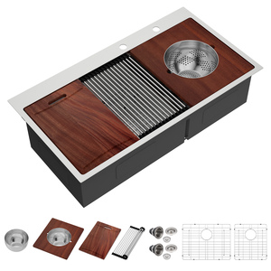 Évier <span class=keywords><strong>double</strong></span> sous plan en acier inoxydable 304, évier de cuisine 40/60 - Product Image 2