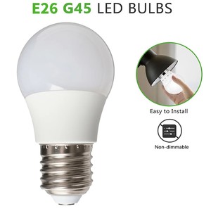 Ampoule LED G45 E26 AC110~120V Non Dimmable, Abat-jour en Plastique Blanc, Indice de Rendu des Couleurs Ra80, Ampoule Économe en Énergie - Product Image 1