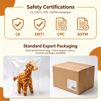 Peluche Girafe Texture Douce Fourrure Moelleuse Forme Debout Visage Mignon Décoration Chambre Cadeau Fête Anniversaire pour Enfants Vente en Gros