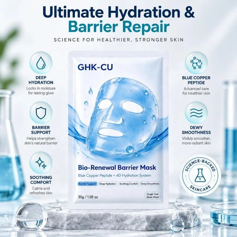 Product Labels Examples. Design Private Label 4D Hydration Barrier Care Facial Mask Anti Wrinkle GHK-CU ...