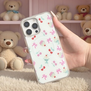 Funda de teléfono con panel trasero de rejilla magnética reemplazable para <span class=keywords><strong>iPhone</strong></span> 17 / 17pro/17promax/17air con la cereza dorada y pastel - Product Image 6