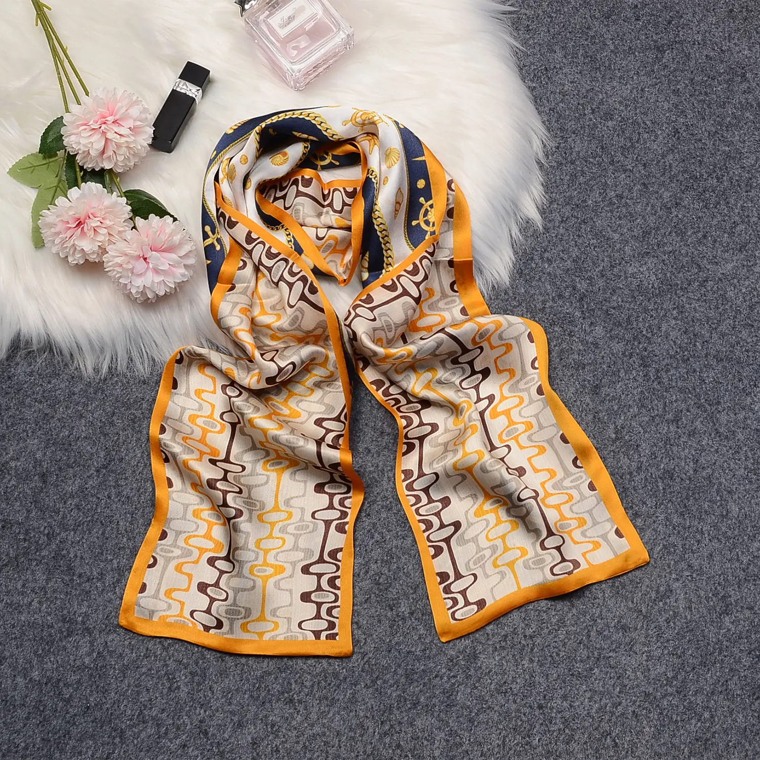 Designer Women's Twill Silk Scarf 15*150cm Long Narrow Satin Print Scarves Perfect Spring Handbag Handle Wrap Ribbon Neck