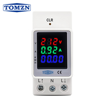 TOMZN Compteur d'énergie électrique 3 en 1, mesure du courant, voltmètre numérique, couleurs reconfigurables, rail DIN, AC80-270V, 0-100A, 50/60Hz