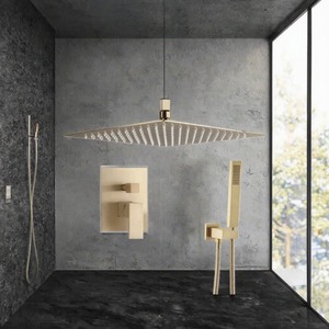 Matte <b>Black</b> Brass Ceramic Single-Function Concealed <b>Shower</b> System-Square Rainfall Head Wall-Mounted Arm Single-Handle Mixer - Product Image 3