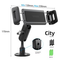 Support mural réglable en alliage d'aluminium YUNKU K20-3 pour tablettes et téléphones portables, avec fixation par perçage pour bateaux et camions