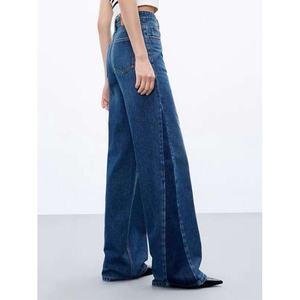 Jeans de Mezclilla de Pierna Recta Holgados de Cintura Alta para Mujer, Estilo Casual, Lavado, con Parches, a la Moda - Product Image 2