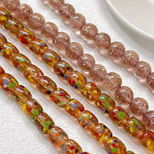 Vidrio luminoso onda punto hoja de oro agujero recto cuenta redonda DIY joyería hecha a mano pulsera collar cuenta accesorio Material - Product Image 3