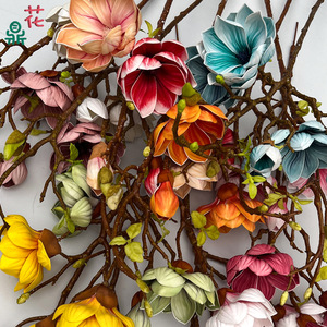 Fleurs artificielles en soie Magnolia, décoration intérieure et extérieure, style moderne - Product Image 3