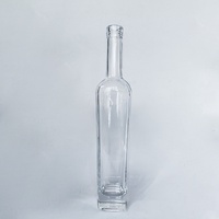 Bouteille de vin en verre - Bouteille carrée de 500 ml, bouteille en verre scellée avec un bouchon rond, bouteille en verre épais scellée, bouteille de whisky
