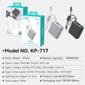 OKOP717 Hot Selling 3C Gecertificeerde Digitale Display PD Snellader 10000mAh Grote Capaciteit Type-C Ingang 22.5W Uitgang Powerbank - Product Image 5