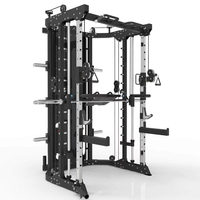 POWERMAN FITNESS Novedad: Jaula de Sentadillas y Levantamiento de Pesas Comercial Smith Power Rack de Acero Estructural de Calibre Pesado, Negra