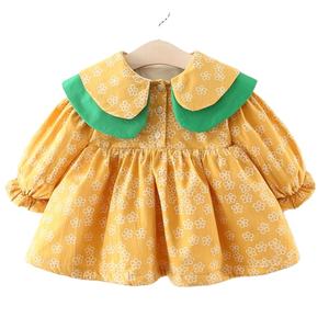 Aliexpress UK Meilleur Prix Nouvelle Robe Fille Jaune Premium à Motifs Floraux Style Coréen Vente en Gros Direct Usine - Product Image 1