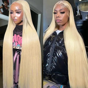 Perruques de cheveux humains brésiliens vierges de haute qualité, blondes, avec dentelle transparente, longues et lisses - Product Image 4