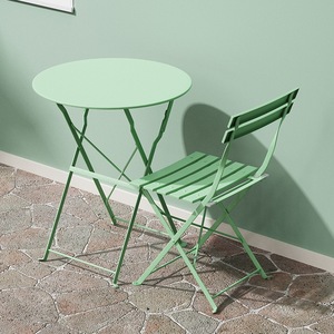 Foldable Metal Outdoor Dining Patio Set with <b>Stackable</b> <b>Chairs</b> for Home <b>Garden</b> Balcony Coffee Shop & Leisure Areas - Product Image 2