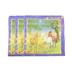 Serviettes en <span class=keywords><strong>papier</strong></span> écologiques 6,5x6,5 pouces motif floral <span class=keywords><strong>cheval</strong></span> violet pour décorations de fête d'anniversaire ou de remise de diplôme sur le thème du Derby - Product Image 2