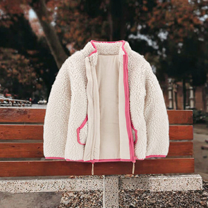 Fleece <b>Jacket</b> Solid Color Zipper Closure Stand Collar Pockets Thick Winter Casual Unisex Regular Length - Product Image 3