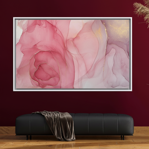 Arte impreso en lienzo con tinta rosa dorada, decoración elegante en acuarela, lienzo con marco blanco - Product Image 3