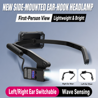 Lampe frontale légère à porter sur l'oreille, étanche IP54, avec capteur, tête de lampe rotative pour la pêche nocturne, la course à pied et le travail en extérieur