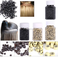 Vente en gros de micro-anneaux en cuivre nano pour extensions de cheveux, micro-anneaux, anneaux de liaison, perles doublées de silicone