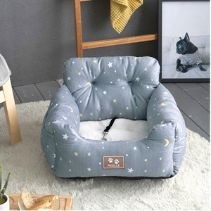 Siège auto rehausseur double usage pour animaux de compagnie en coton et velours avec imprimé animal pour chats, utilisation à domicile - Product Image 2
