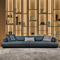 Ensemble de canapés en cuir épais de haute qualité de style minimaliste italien pour villas ou grands appartements avec salon spacieux