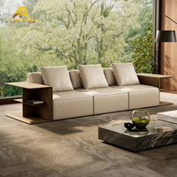 Canapé d'angle style minimaliste italien pour villa, appartement, école, cuir artificiel