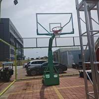Höhenverstellbares Indoor/Outdoor Basketball-System mit Sicherheitsbasis aus gehärtetem Glas und Aluminiumrahmen für Sportplatz-Ausrüstung