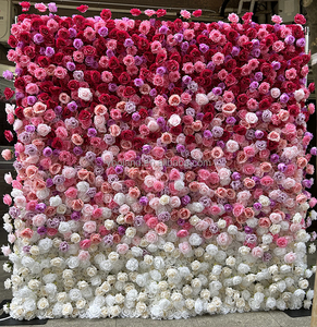 5D arrotolare la <span class=keywords><strong>tenda</strong></span> piena di rosso rosa blu viola bianco 3D rosa sfondo graduale fiore muro di fiori per matrimonio Baby Shower decorazione - Product Image 5