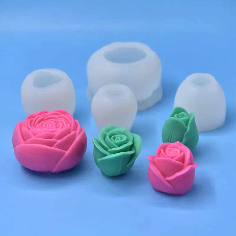 Various Sizes Flower Shape 3D Scented Candle DIY Silicone Mould Fondant Cake Silicone Candle Mold For Home Decor