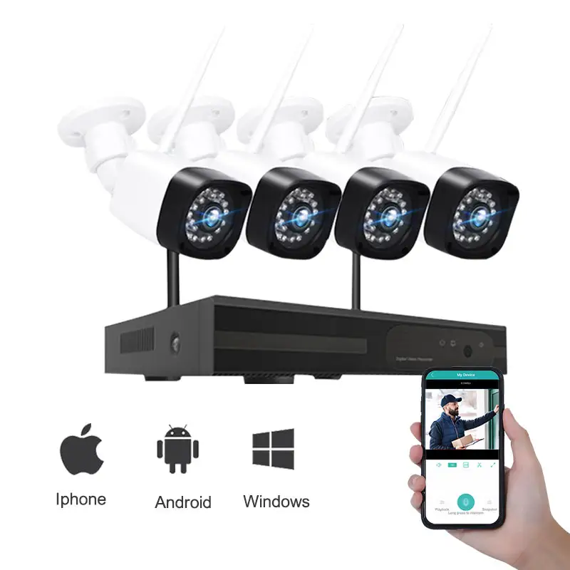 3MP 1296P 4CH Nvr Kit Wifi Cctv Set System Wireless Home Security Camera Surveillance System