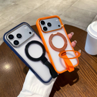 Étui ergonomique avec sangle de maintien pour iPhone 17 Pro Max, dos en acrylique mat avec béquille pliable et protection antichoc