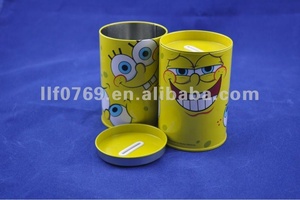 Spongebob รอบกล่องดีบุกสร้างสรรค์โลหะประหยัดเงินธนาคารเหรียญดีบุก - Product Image 2