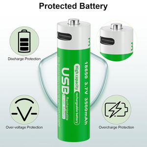 Fujimax kemasan baterai 18650 performa tinggi 2 buah USB-C 3.7v baterai silinder pengisi daya Lithium-Ion 18650 isi ulang - Product Image 4