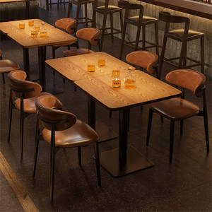 Mesa de Comedor Pequeña de Madera Maciza Estilo Americano Vintage, Mostrador de Bar para Cafetería, Temática Comercial, Restaurante Occidental, Rectangular Personalizable - Product Image 4