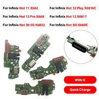 Carte de connectivité USB avec port de charge et microphone pour Infinix Hot 11 12 30 40 50 60i Play Pro, carte PCB de chargeur Type-C