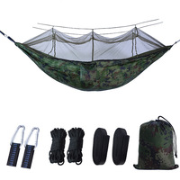 Hamac de camping extérieur avec moustiquaire en nylon 210T léger et portable, lit suspendu individuel pour voyage et jardin, capacité 200 kg