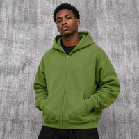 Blouson court zippé à capuche pour homme, 100% Coton, Hiver, Coupe oversize, Épaules tombantes, Poignets et ourlet côtelés, Vente en gros