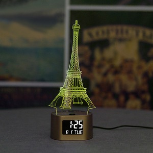 <span class=keywords><strong>Despertador</strong></span> base Multifunción Calendario 3D Lámpara de escritorio Luz de noche LED <span class=keywords><strong>7</strong></span> Cambio de color Reloj dormitorio Base de luz de color - Product Image 5