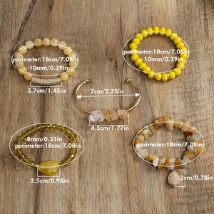 Custom <span class=keywords><strong>donna</strong></span> <span class=keywords><strong>gioielli</strong></span> 5 pz pietra naturale cristallo acrilico irregolare pietra bracciale pietra gemma pila bracciale Set - Product Image 6